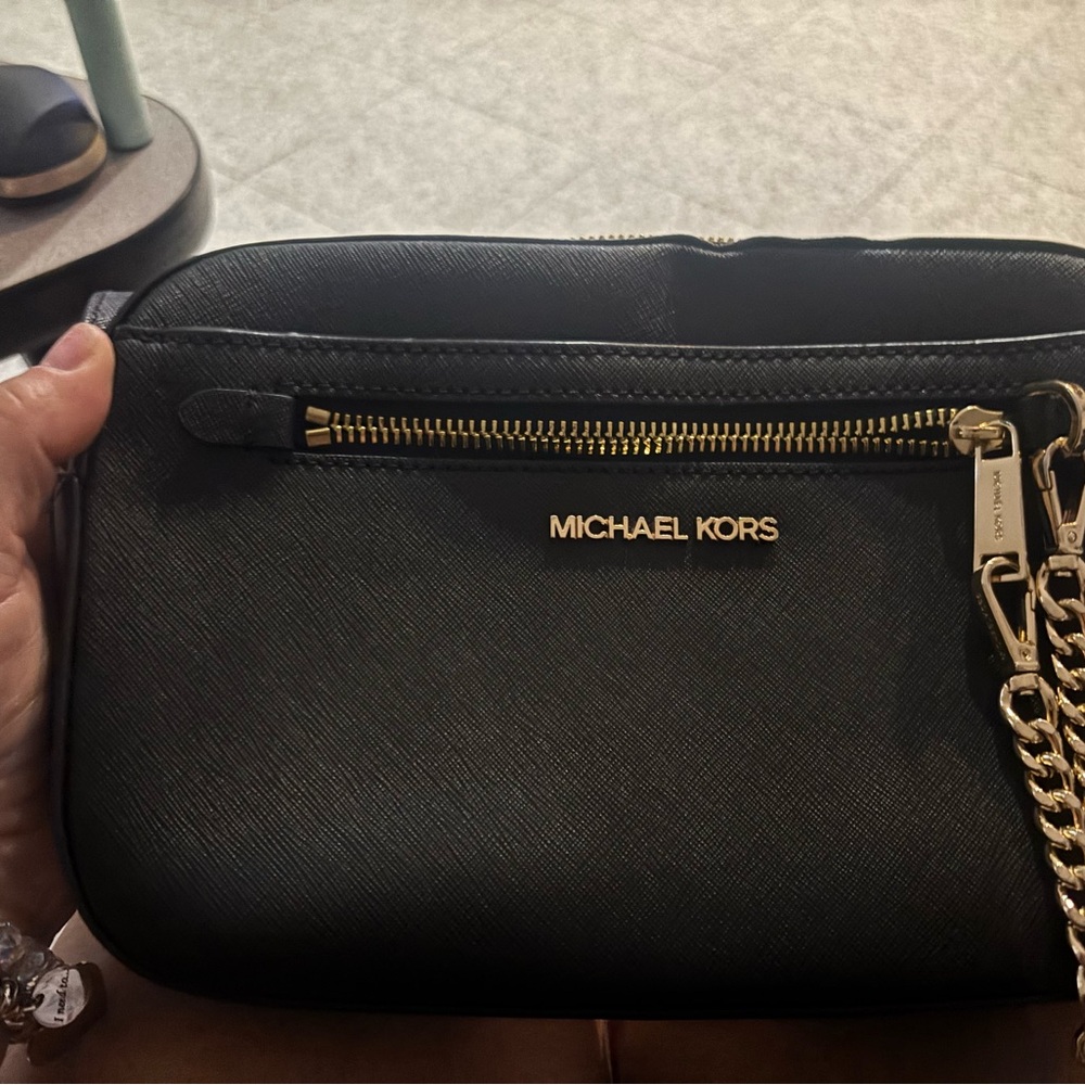 Michael Kors Black Saffiano Crossbody with Gold Hardware